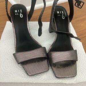 Mix No. 6 Metallic Block Heel Ankle Strap Sandals